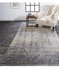 Feizy Bleecker Bohemian & Eclectic Chevron, Gray/Yellow/White, 8' x 8' Round Rug