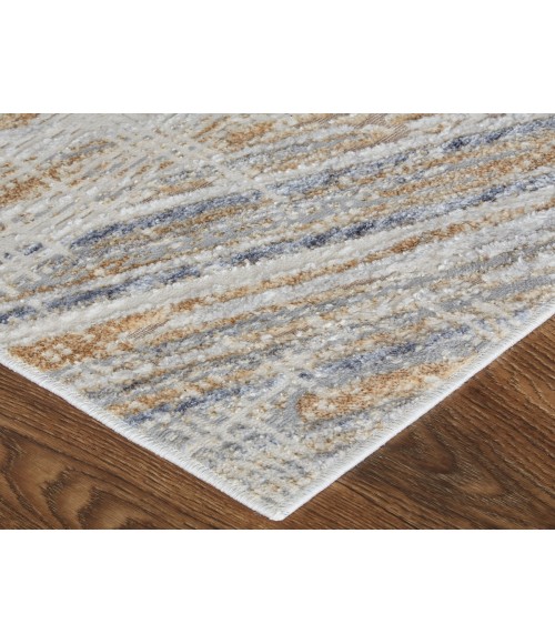 Laina Area Rug Feizy Laina Casual Abstract, Tan/Ivory/Gray, 3' x 10' Runner