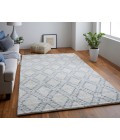 Feizy Abytha Global Diamond, Gray/Blue/Ivory, 9'-6" x 13'-6" Area Rug