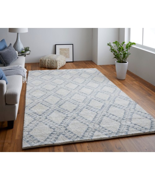Abytha Area Rug Feizy Abytha Global Diamond, Gray/Blue/Ivory, 9'-6" x 13'-6" Area Rug