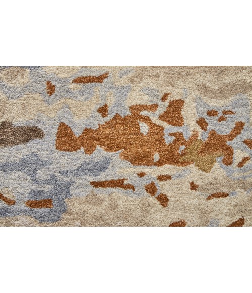 Feizy Everley Abstract Tufted Wool Rug, Ivory/Light Blue/Brown, 5' x 8' Area Rug