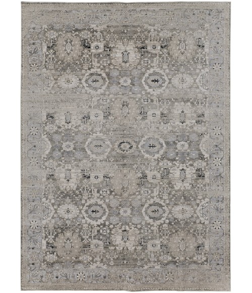 Feizy Macklaine Distressed Metallic Rug, Ivory/Silver Gray, 5ft x 8ft Area Rug