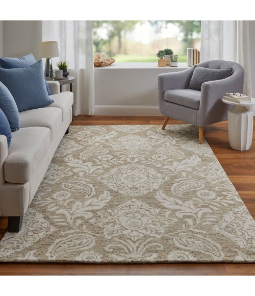 Feizy Belfort Classic Medallion, Tan/Ivory, 12' x 15' Area Rug