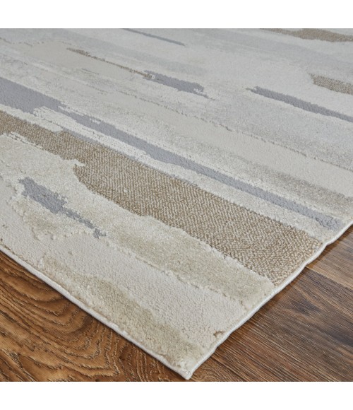 Feizy Vancouver Contemporary Streak/Painterly Rug, Ivory/Gray, 9' x 12' Area Rug