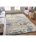 Feizy Everley Abstract Tufted Wool Rug, Light Gray/Golden Yellow, 9' x 12' Area Rug