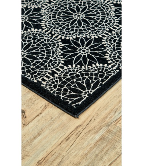 Azeri Area Rug Feizy Azeri Bohemian & Eclectic Damask, Black/White, 7'-10" x 11' Area Rug