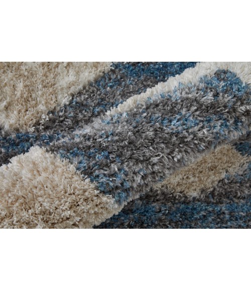 Feizy Mynka Bohemian & Eclectic Diamond, Ivory/Gray/Blue, 2' x 3' Accent Rug