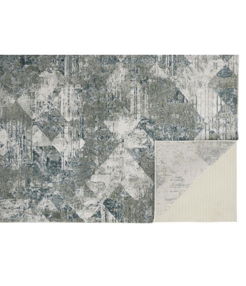 Feizy Atwell Contemporary Distressed Accent Rug, Tiled, Iceberg Green, 3ft x 5ft