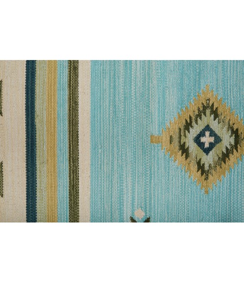Dharma Area Rug Feizy Dharma Southwestern, Blue/Green/Tan, 8' x 10' Area Rug