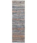 Feizy Mynka Casual Stripes, Ivory/Blue/Orange, 2'-6" x 8' Runner