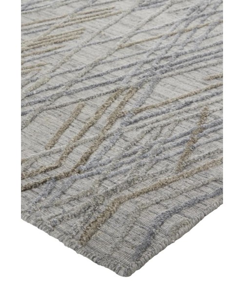 Feizy Elias Abstract Diamond Accent Rug, High/Low, Silver/Blue, 3ft-6in x 5ft-6in