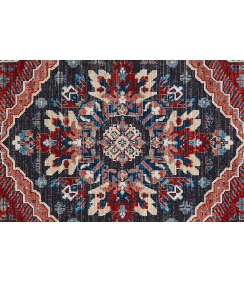 Feizy Nolan Vinatge Style Tribal Kazak Rug, True Red/River Blue, 12ft-10in x 15ft