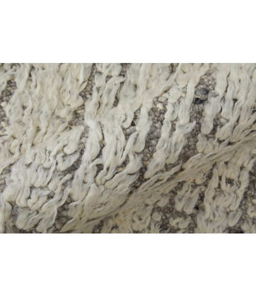 Ashby Area Rug Feizy Ashby Casual Stripes, Ivory/Gray, 9' x 9' Round Rug