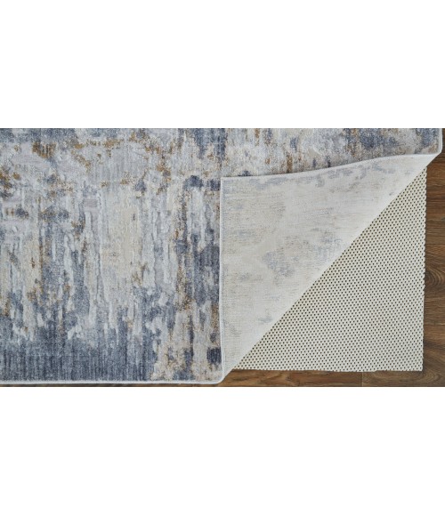 Laina Area Rug Feizy Laina Industrial Abstract, Ivory/Gray/Blue, 3' x 10' Runner