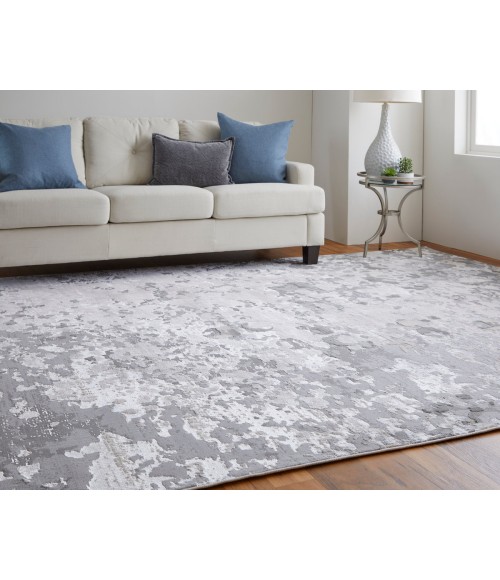 Micah Area Rug Feizy Micah Industrial Abstract, Silver/Gray/White, 13' x 20' Area Rug