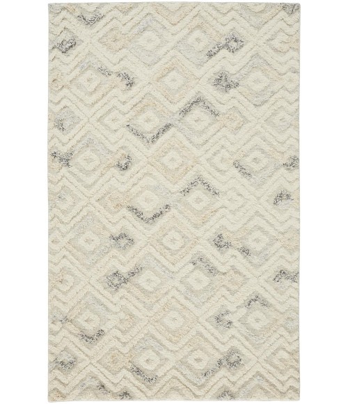 Anica Area Rug Feizy Anica Moroccan Diamond Wool Tufted Rug, Ivory/Chambray Blue, 8ft x 10ft Area Rug