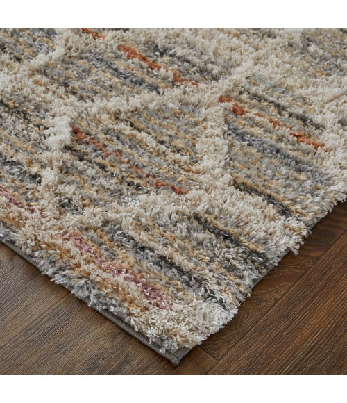 Feizy Mynka Bohemian & Eclectic Diamond, Tan/Taupe/Ivory, 2'-6" x 8' Runner
