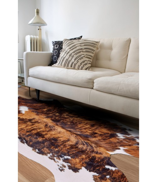 Feizy Bartlett Cabin & Lodge Animal Print, Brown/Black/White, Large Shaped Rug