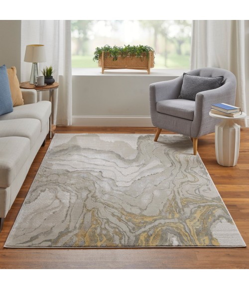 Feizy Waldor Casual Watercolor, Gold/Ivory/Gray, 8' x 11' Area Rug