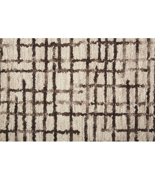 Feizy Maddox Modern Tufted Architectural Rug, Light Taupe/Chocolate Brown, 5ft x 8ft