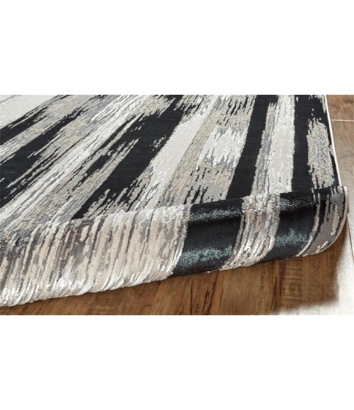 Micah Area Rug Feizy Micah Industrial Abstract, Black/Silver/Gray, 12' x 18' Area Rug