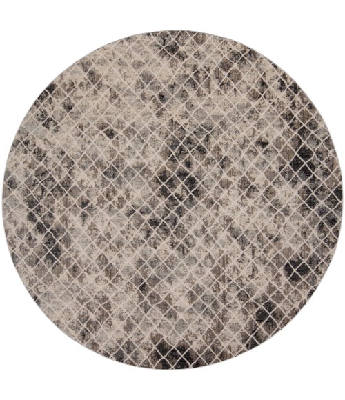 Kano Area Rug Feizy Kano Casual Diamond, Ivory/Gray/Taupe, 8'-9" x 8'-9" Round Rug