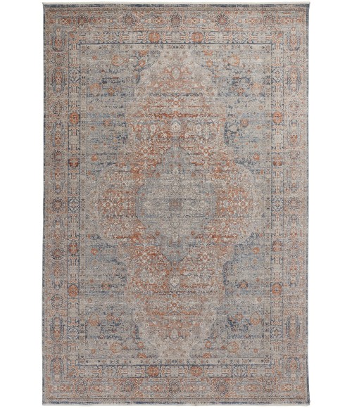 Feizy Marquette Rustic Persian Farmhouse Rug, Rust/Denim Blue, 2ft - 8in x 8ft, Runner