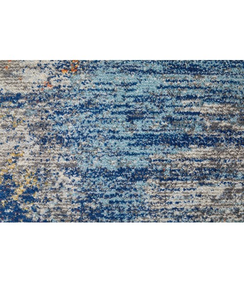 Feizy Edgemont Casual Abstract, Ivory/Blue, 6'-7" x 9'-6" Area Rug