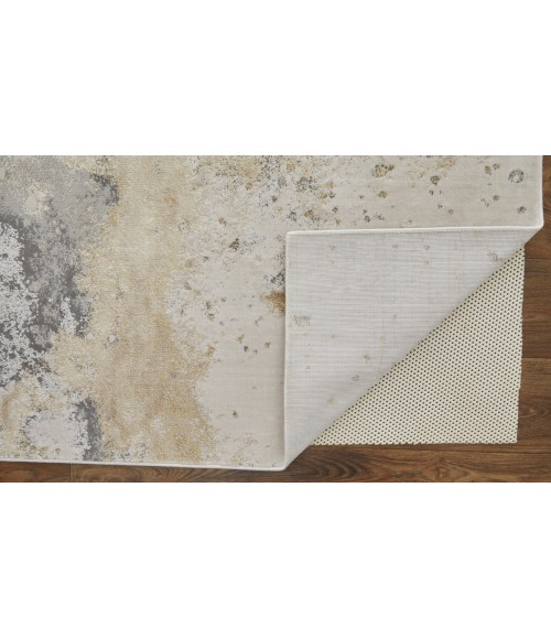 Feizy Astra Industrial Abstract, Gray/Gold/Ivory, 8' x 10' Area Rug