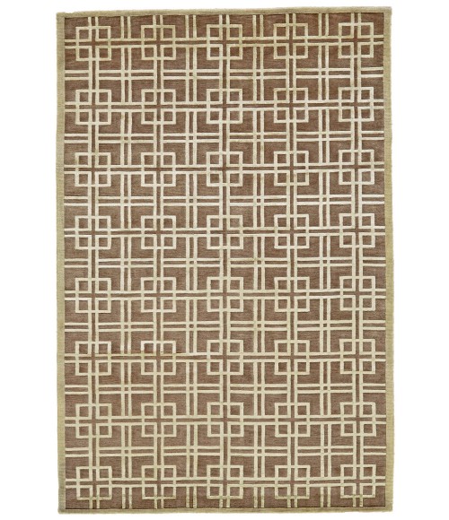 Feizy Dim Sum Luxury & Glam Geometric, Tan/Ivory, 5'-6" x 8'-6" Area Rug