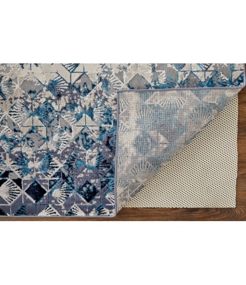 Feizy Indio Bohemian & Eclectic Diamond, Blue/Ivory/Gray, 2'-10" x 7'-10" Runner