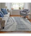 Feizy Brighton Industrial Abstract, Ivory/Blue/Gray, 2'-6" x 12' Runner