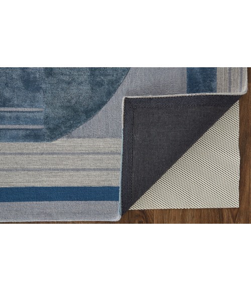 Nash Area Rug Feizy Nash Luxury & Glam Geometric, Blue/Ivory/Gray, 12' x 15' Area Rug