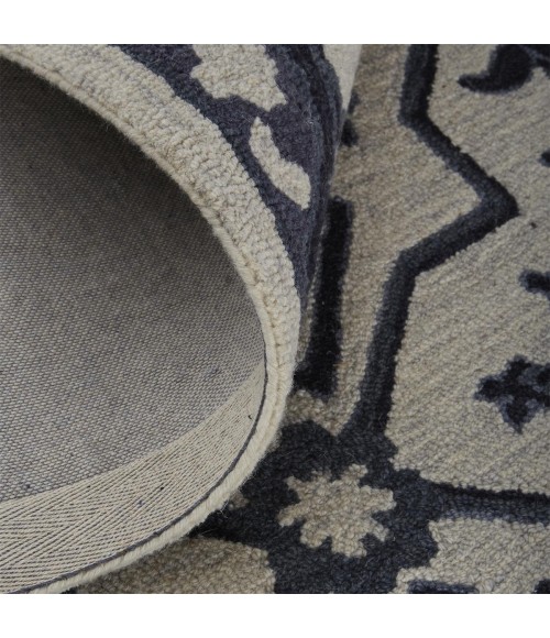 Feizy Fallon Rustic Farmhouse Rug, Ornamental, Light Gray/Black, 10ft x 14ft