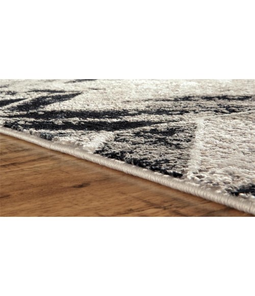 Feizy Micah Industrial Chevron, Black/Gray/Silver, 3'-11" x 6' Accent Rug