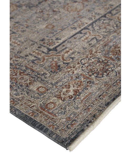 Feizy Marquette Rustic Persian Farmhouse Rug, Rust/Denim Blue, 2ft - 8in x 8ft, Runner