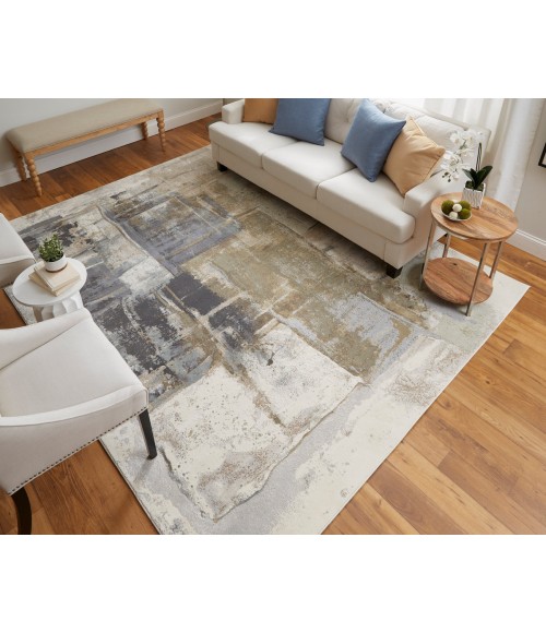 Clio Area Rug Feizy Clio Industrial Watercolor, Brown/Gray/Black, 7'-9" x 10' Area Rug