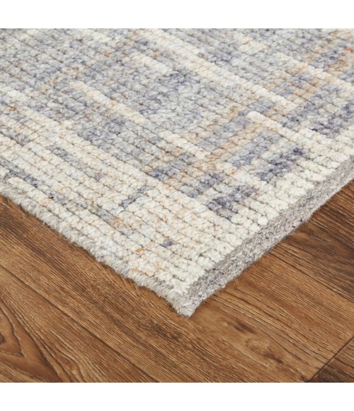 Feizy Alford Minimalist Eyelash Wool Rug, Gray/Blue/Ivory, 2ft x 3ft Accent Rug