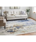 Feizy Clio Industrial Abstract, Blue/Orange/Ivory, 7'-9" x 10' Area Rug