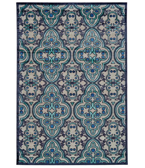 Feizy Saphir Callo Bohemian & Eclectic Damask, Tan/Taupe/Blue, 7'-6" x 10'-6" Area Rug