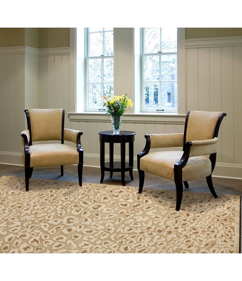 Saphir Area Rug Feizy Saphir Casual Abstract, Tan/Brown, 7'-6" x 7'-6" Round Rug