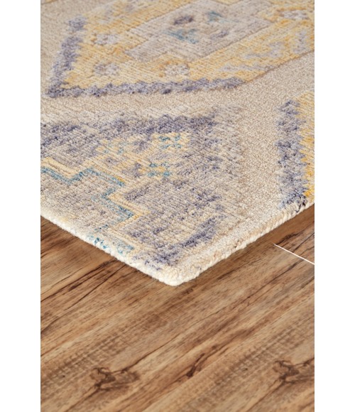 Arazad Area Rug Feizy Arazad Bohemian & Eclectic Geometric, Yellow/Blue/Ivory, 3'-6" x 5'-6" Accent Rug