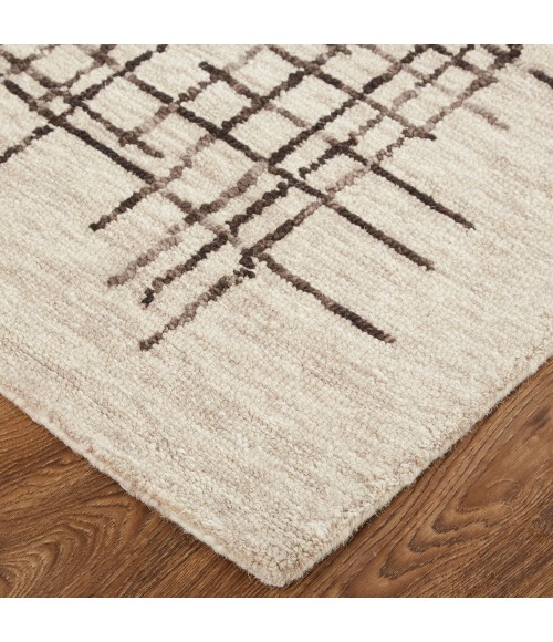 Feizy Maddox Modern Tufted Architectural Rug, Light Taupe/Chocolate Brown, 5ft x 8ft