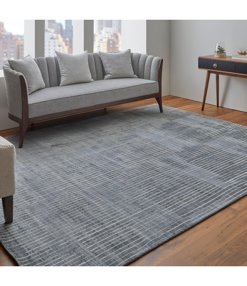Feizy Eastfield Casual Abstract, Blue/Ivory/Gray, 9' x 12' Area Rug