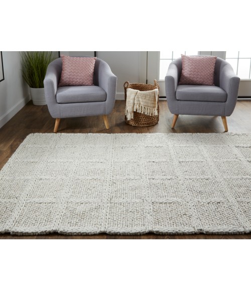 Feizy Berkeley Casual Solid, Ivory/Gray, 9'-6" x 13'-6" Area Rug