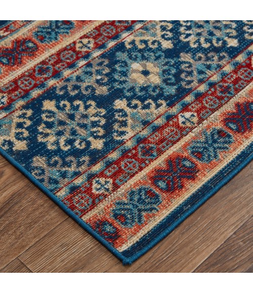 Feizy Nolan Vinatge Style Tribal Kazak Rug, Classic Blue/Ochre Red, 10ft x 13ft-2in