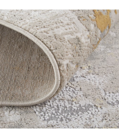 Waldor Area Rug Feizy Waldor Luxury & Glam Abstract, Ivory/Gold/Gray, 6'-7" x 9'-6" Area Rug