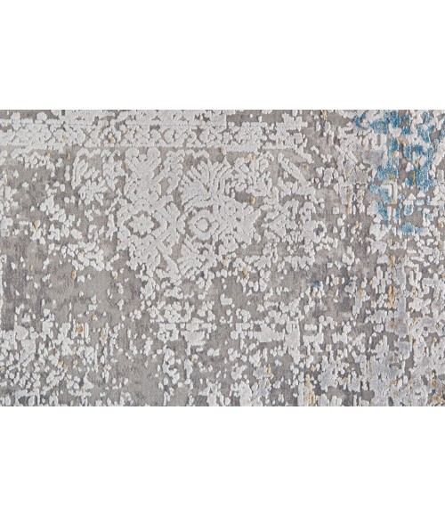 Feizy Cadiz Industrial Abstract, Ivory/Blue/Gold, 9'-9" x 13'-2" Area Rug