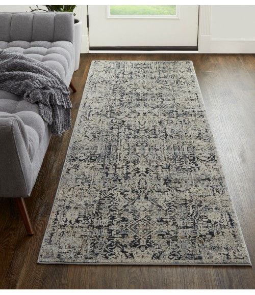 Kaia Area Rug Feizy Kaia Casual Distressed, Ivory/Gray/Taupe, 2'-6" x 10' Runner