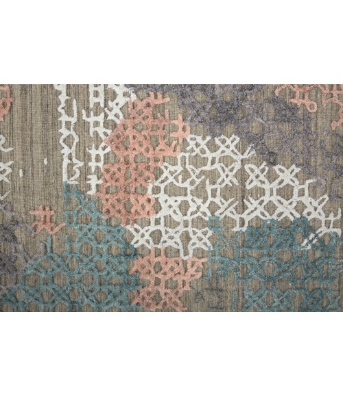 Elias Area Rug Feizy Elias Casual Abstract, Pink/Blue/Taupe, 2'-9" x 10' Runner
